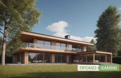 Элегантное сочетание камня и штукатурки на фасаде