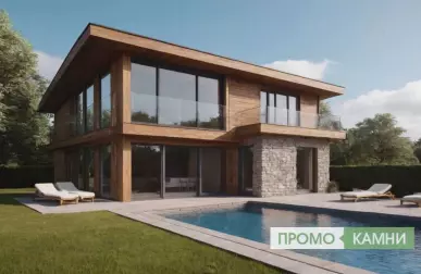 Комбинированная облицовка фасада панели и штукатурка для дома